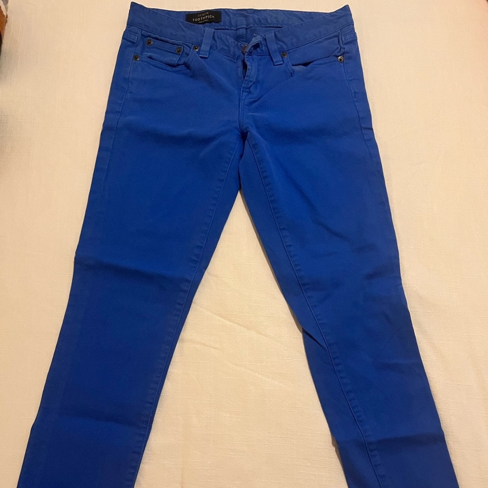 Blue Jcrew toothpick skinny ankle jeans